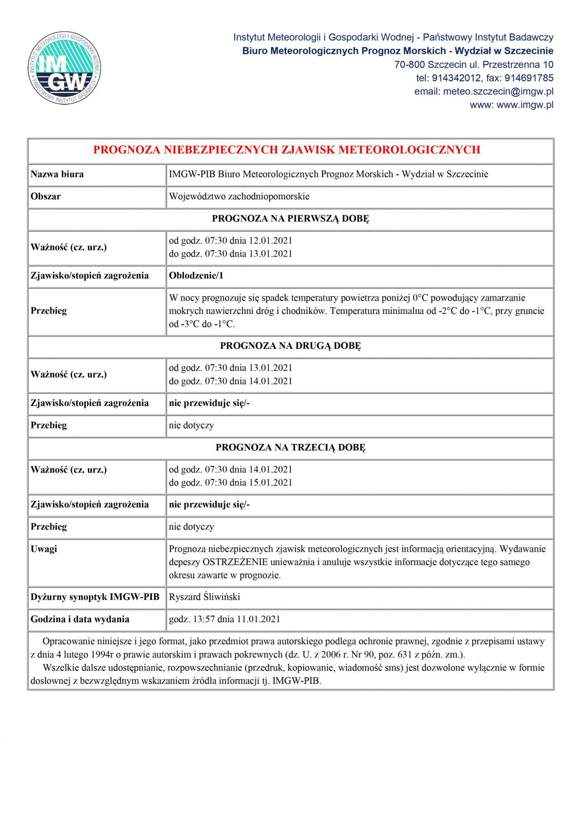 Prognoza niebezpiecznych zjawisk meteorologicznych