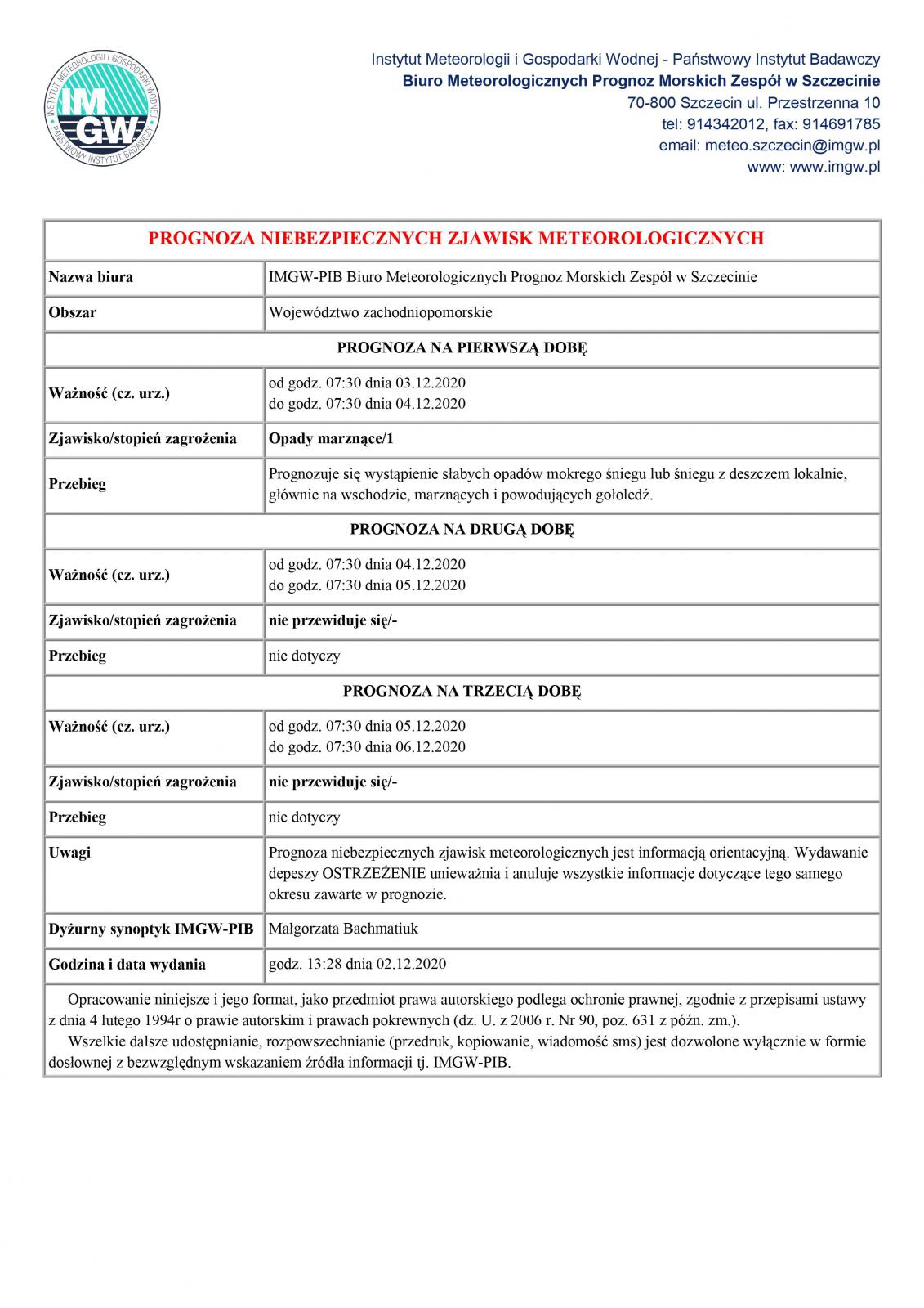 Prognoza niebezpiecznych zjawisk meteorologicznych