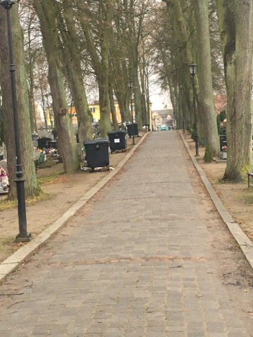 Uporządkowana alejka na cmentarzu