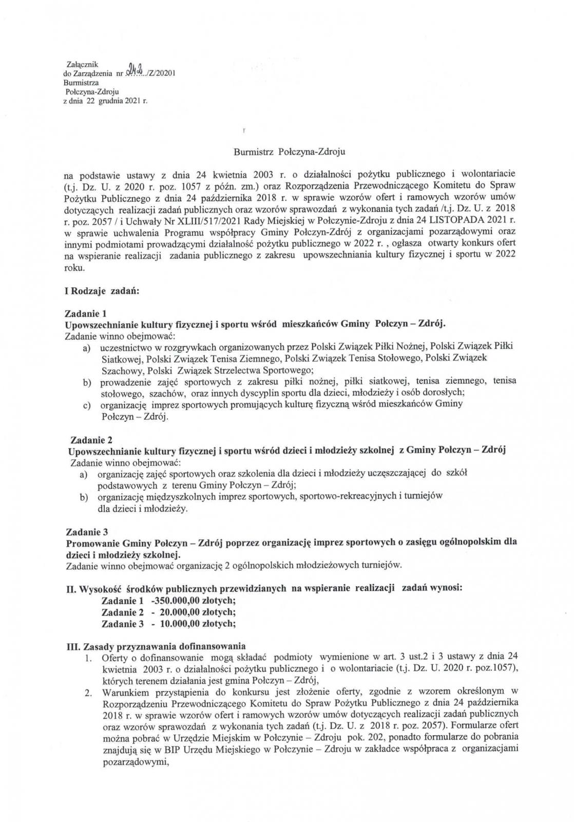 Otwarty konkurs ofert na wspieranie zadania publicznego