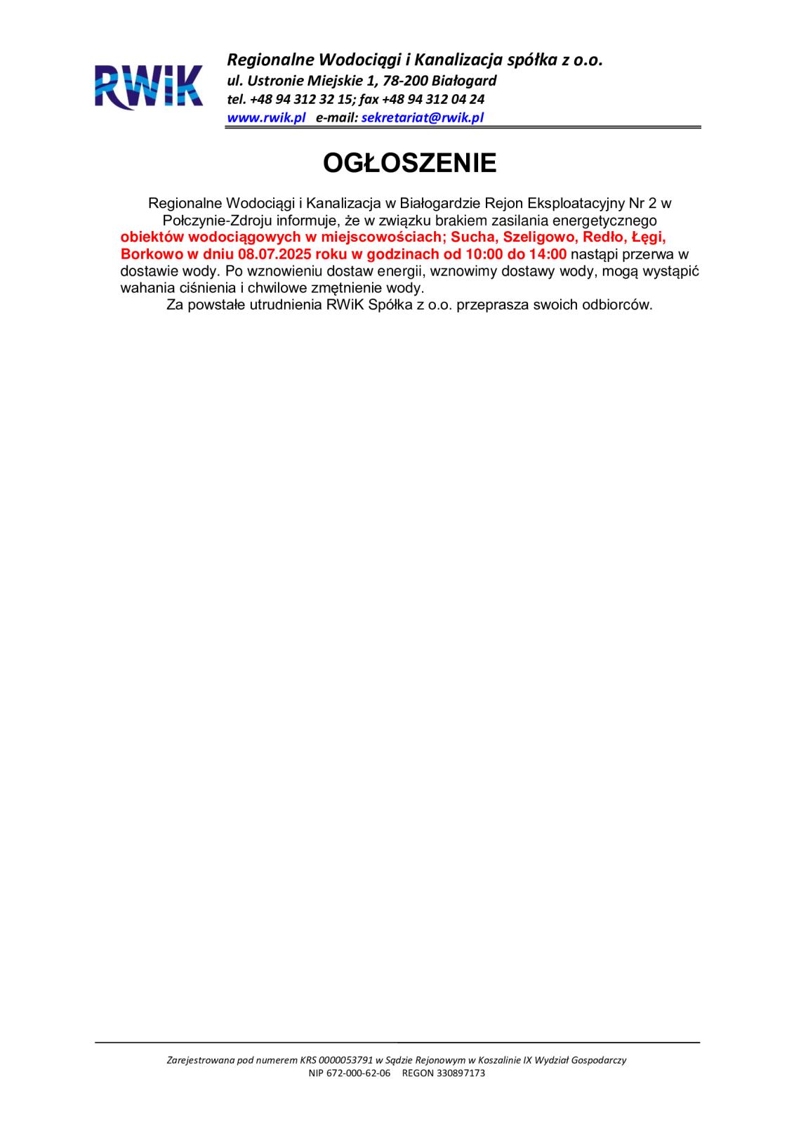 OGŁOSZENIE