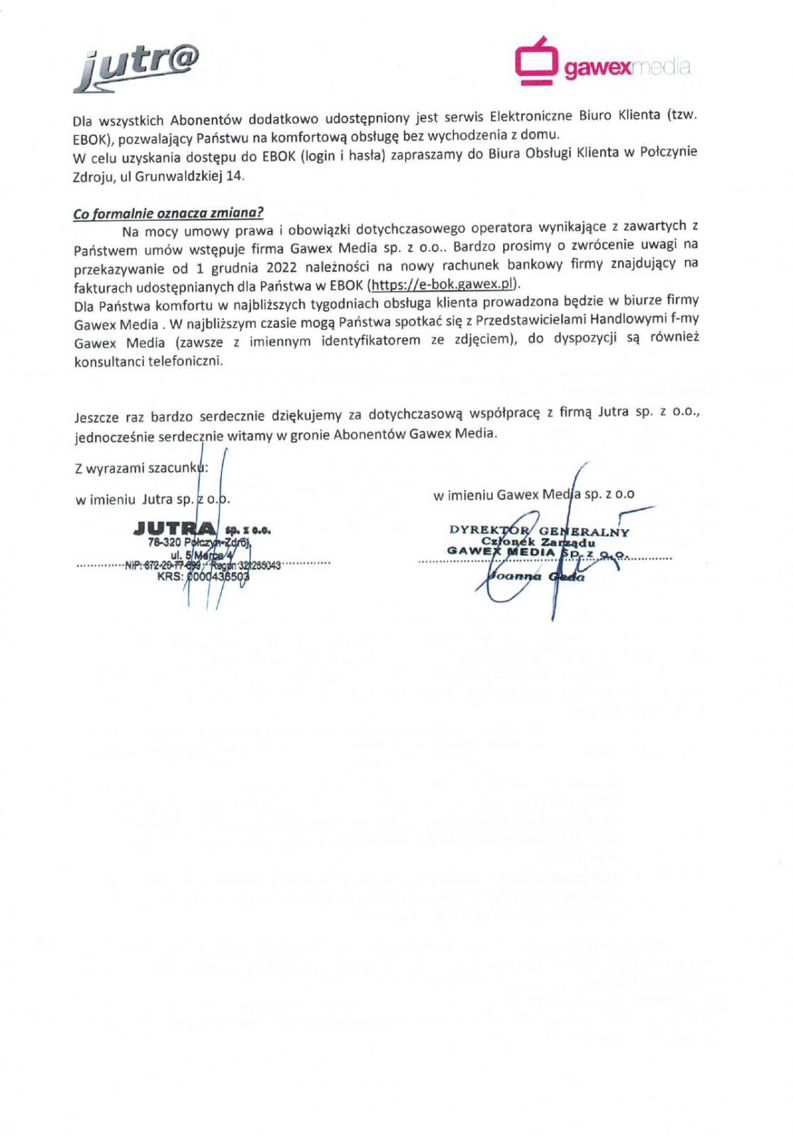 Pismo z Firmy Gawex strona 2