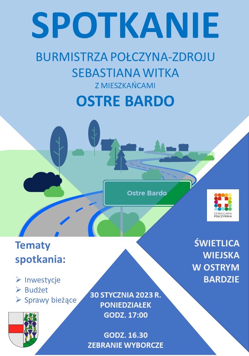 Spotkanie Burmistrza Połczyna-Zdroju Sebastiana Witka z mieszkańcami Sołectwa Ostre Bardo -plakat