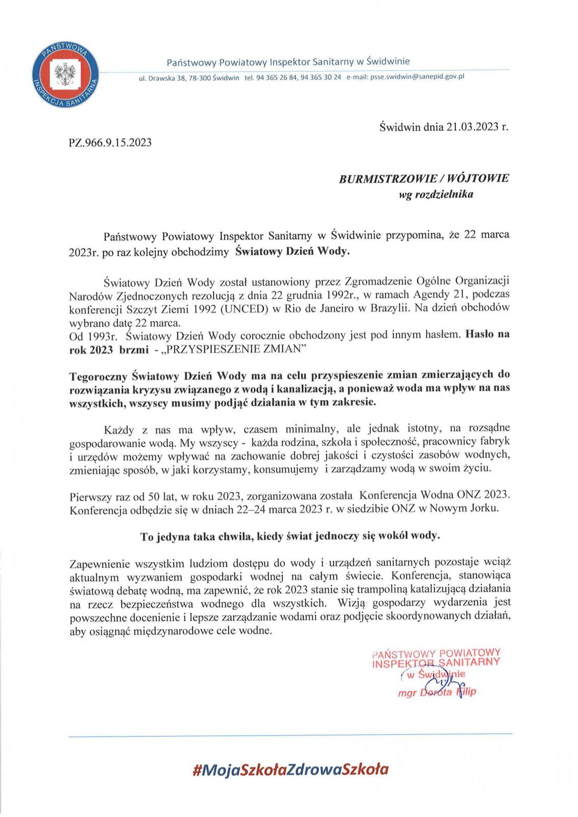 ŚWIATOWY DZIEŃ WODY 22 MARCA 2023