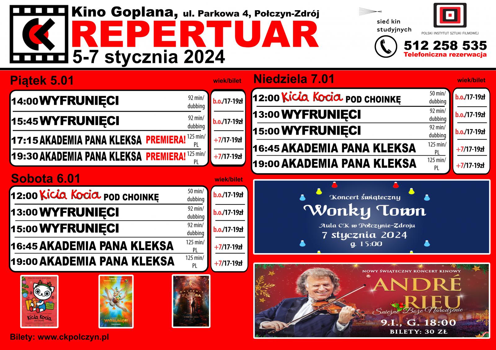 REPERTUAR KINA GOPLANA 5-7.01.2024