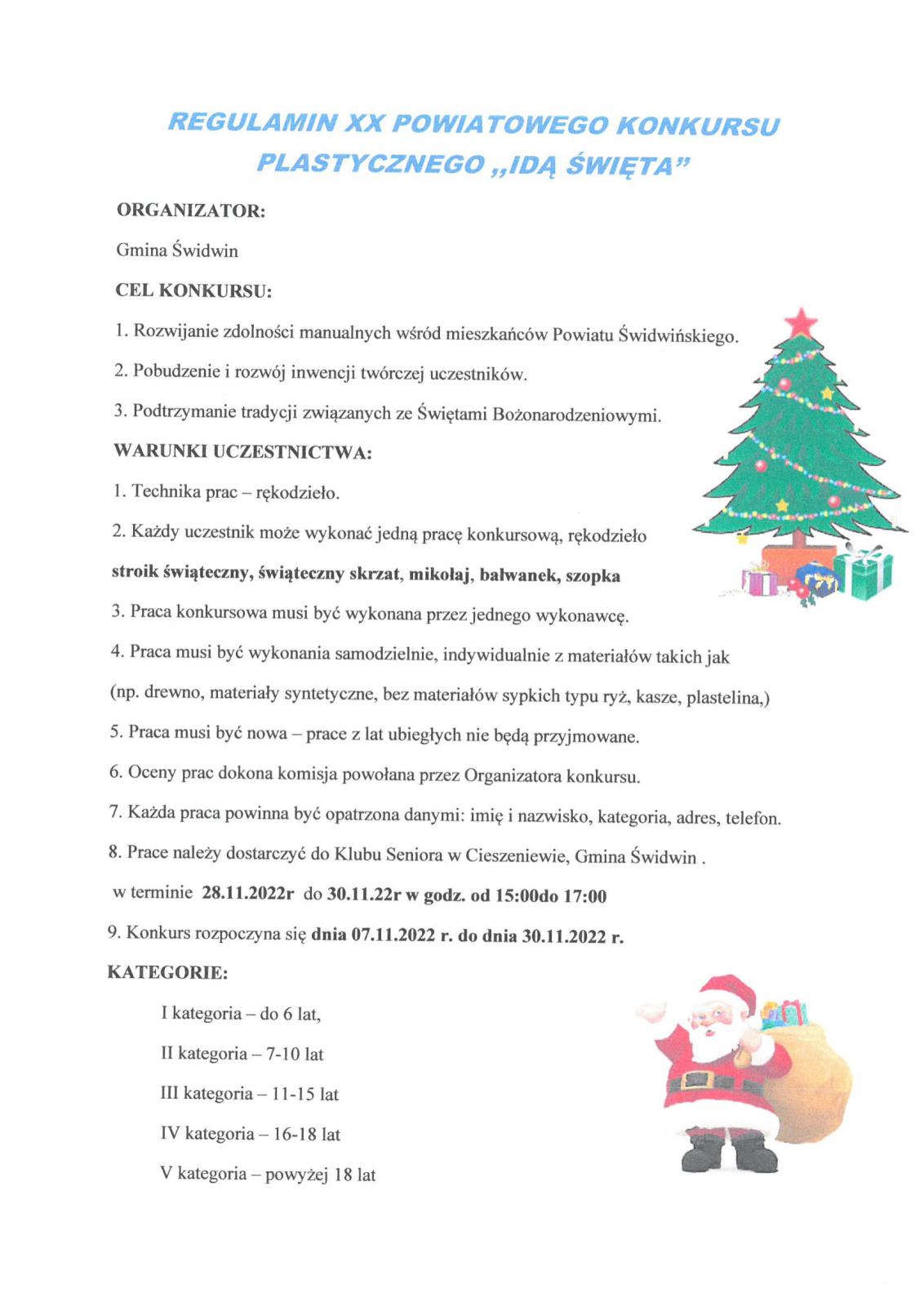 xx Powiatowy Konkurs Plastyczny ,,Idą Święta''