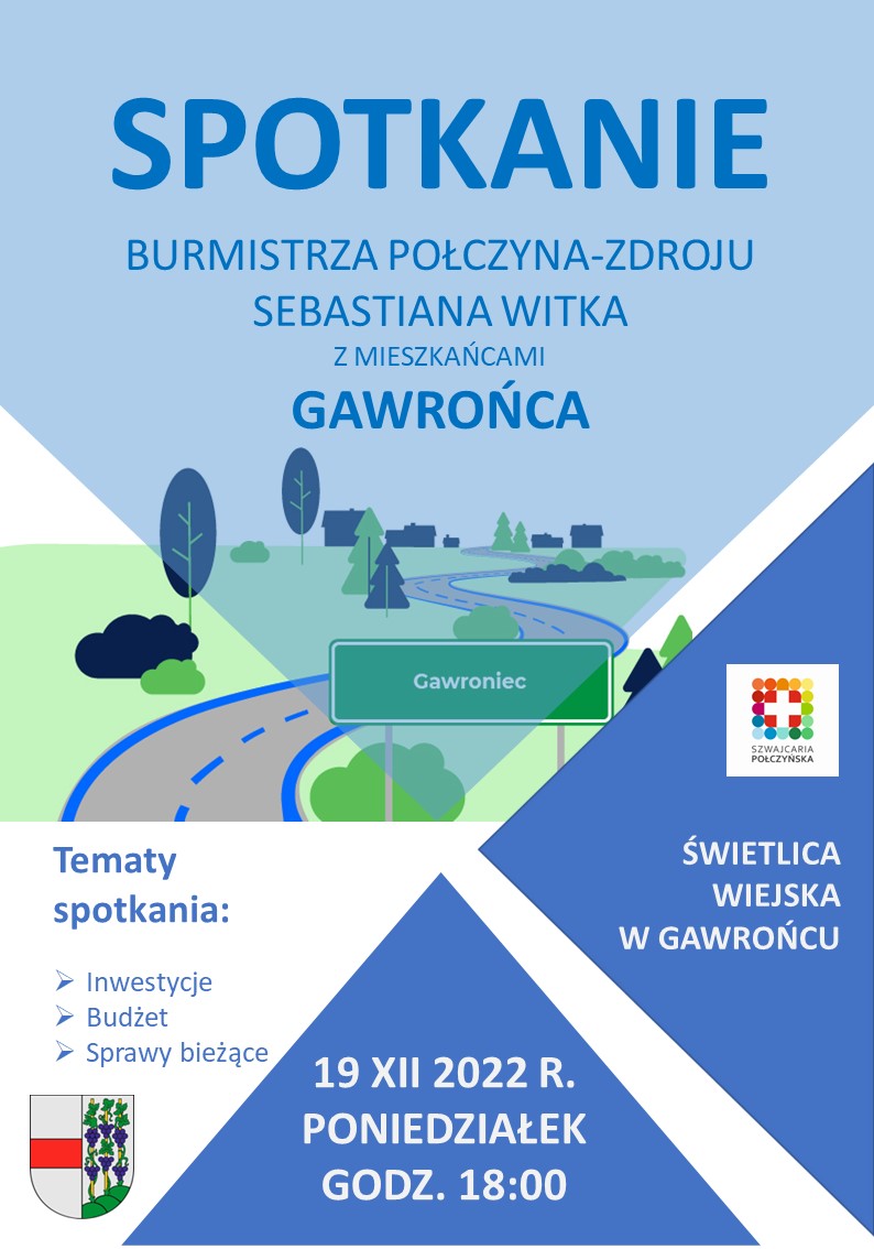 Plakat spotkania Burmistrza z mieszkańcami Gawrońca
