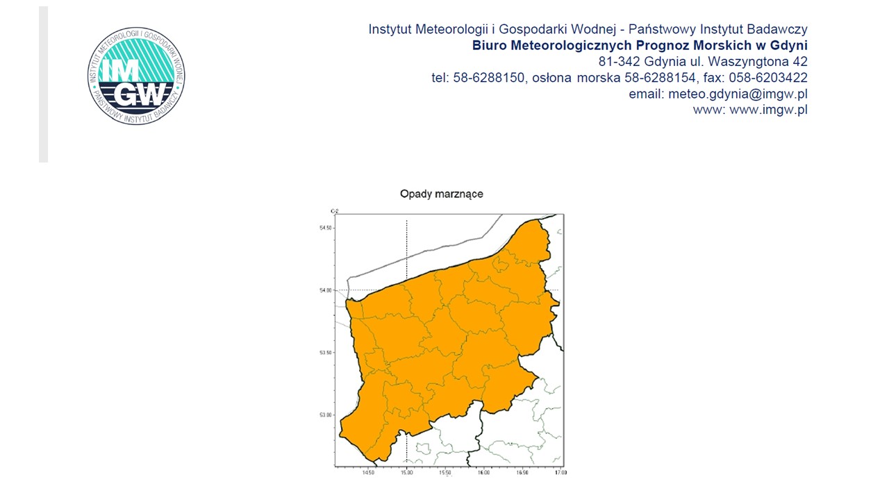 OSTRZEŻENIE METEOROLOGICZNE 26.01.2026 R.-27.01.2026 R.
