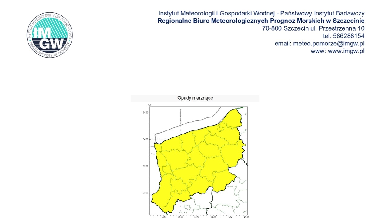 OSTRZEŻENIE METEOROLOGICZNE 10.02.2026 R- 12.02.2026 R. MOŻLIWE MARZNĄCE OPADY