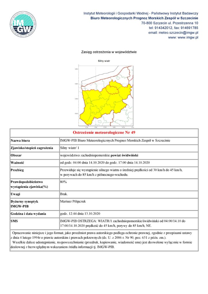 ostrzeżenie meteorologiczne