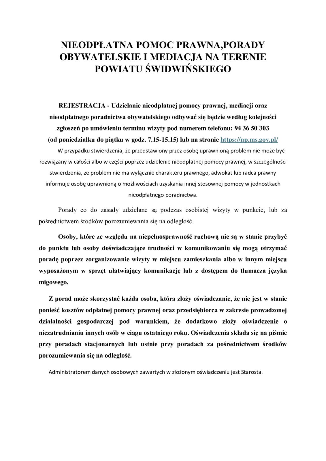 Nieodpłatna pomoc prawna