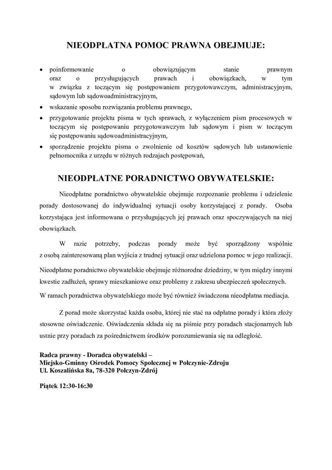 Nieodpłatna pomoc prawna