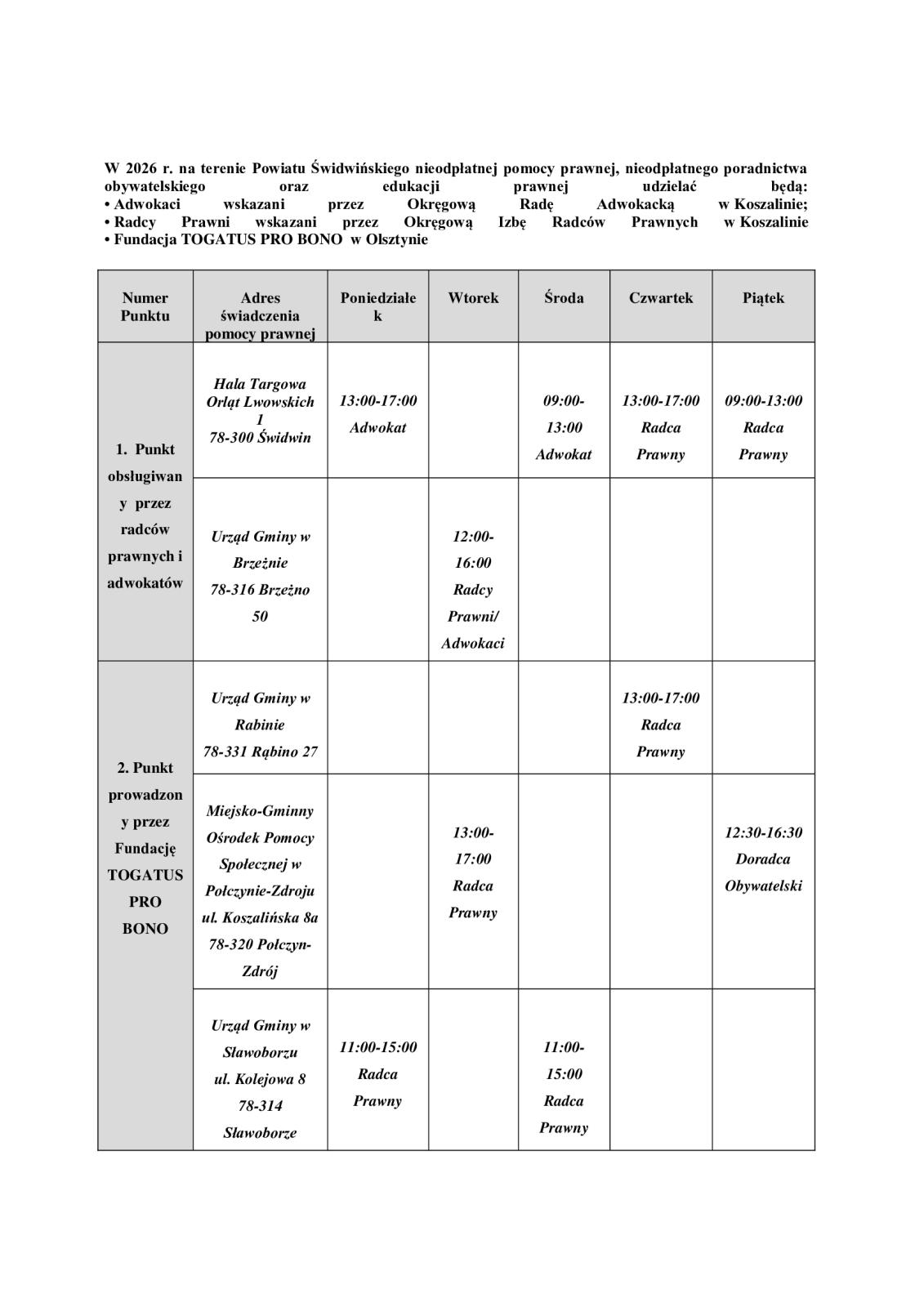 Nieodpłatna pomoc prawna
