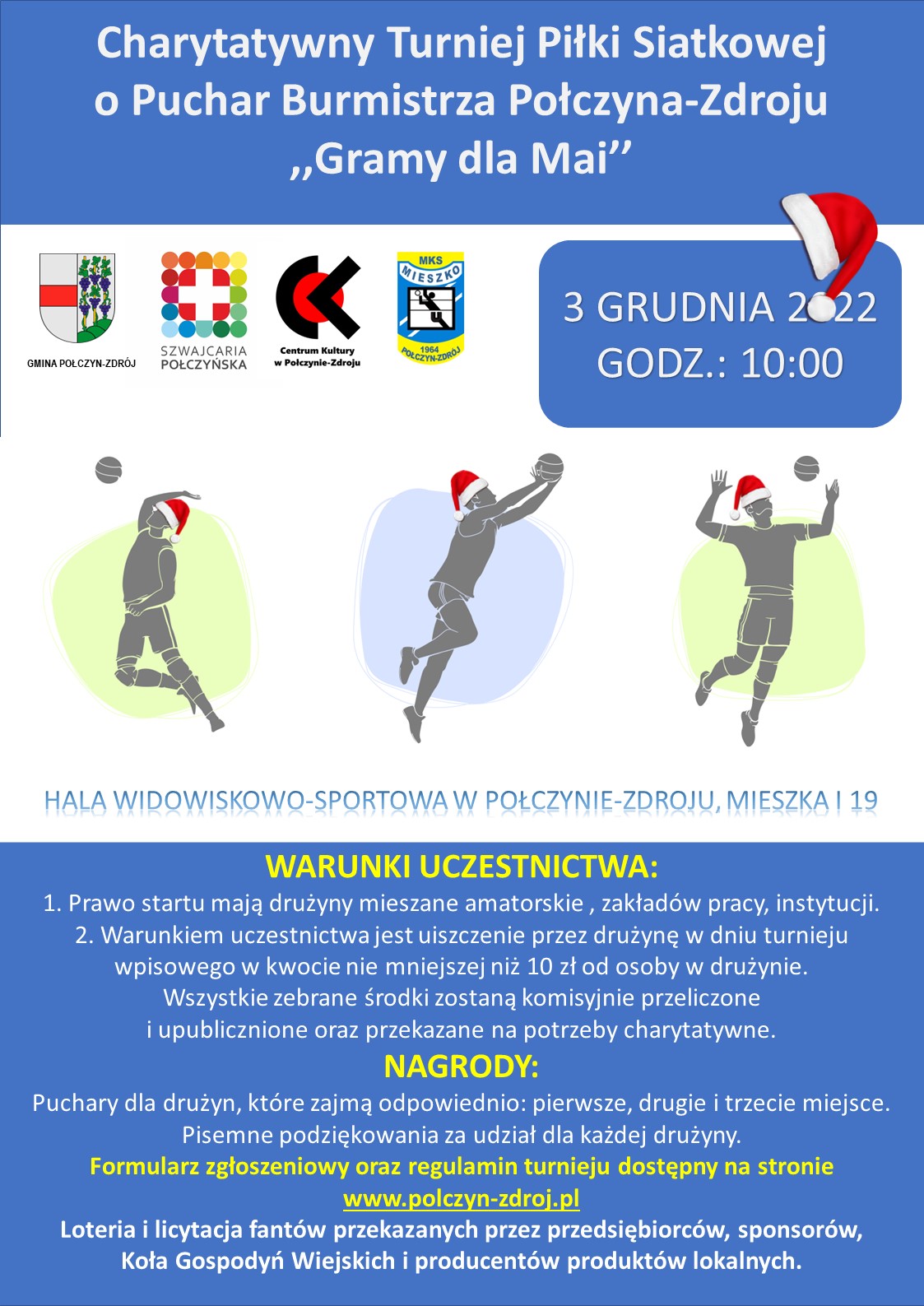 Charytatywny Turniej Piłki Siatkowej o Puchar Burmistrza Połczyna-Zdroju "Gramy dla Mai’’ plakat 