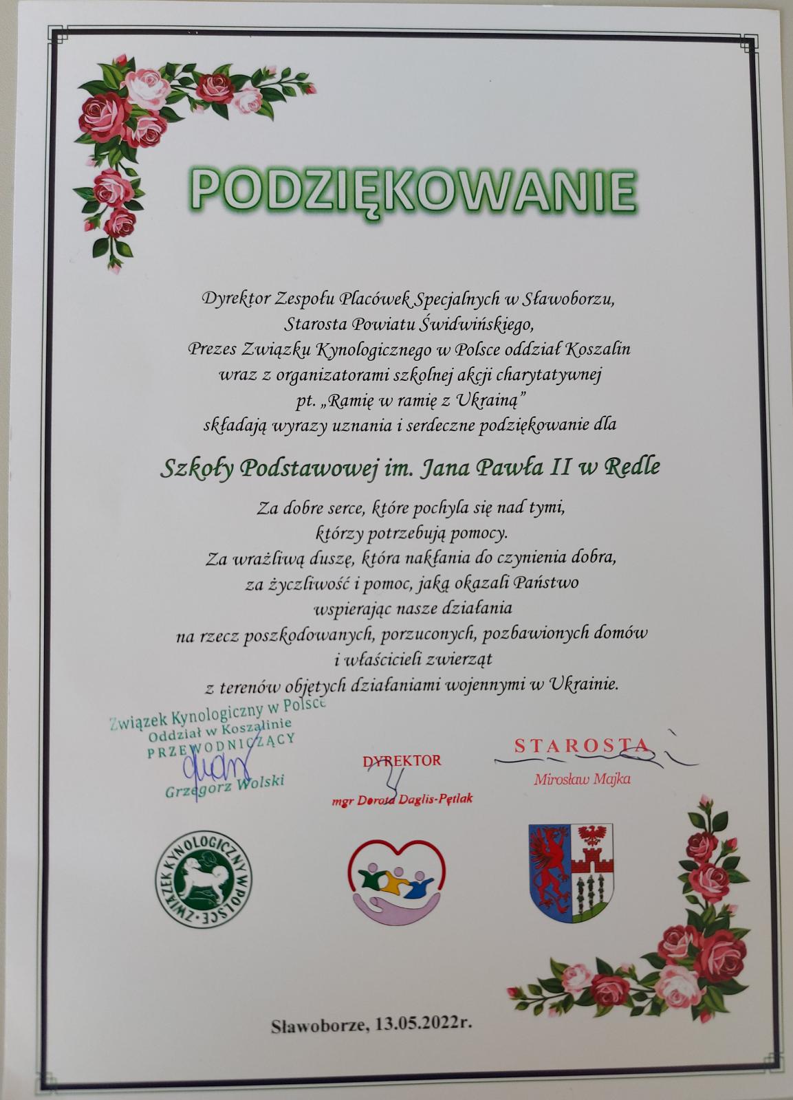 podziękowania