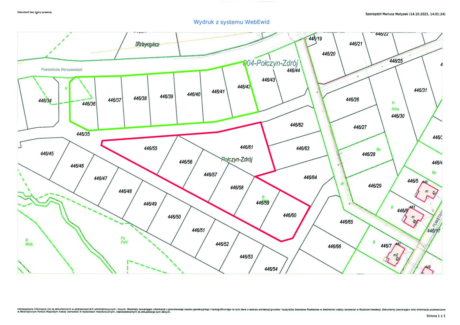 rzut z ewidencji gruntów