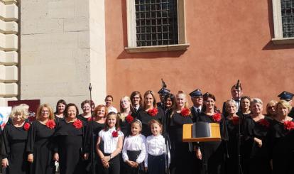 Kameralny Chór Mieszany "CANTUS" pod batutą Bolesława Kurka, działający przy Centrum Kultury w Połczynie-Zdroju, wziął udział w uroczystościach z okazji Jubileuszu 100-lecia ZOSP RP