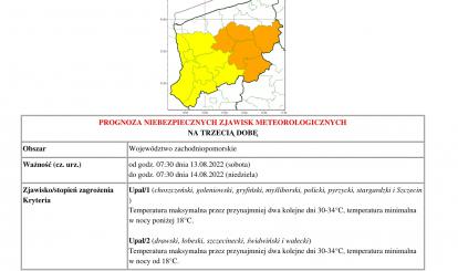 Prognoza niebezpiecznych zjawisk - wojewodztwo zachodniopomorskie 11-15.08