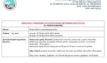 OSTRZEŻENIE METEOROLOGICZNE