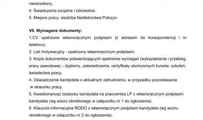 Nadleśnictwo Połczyn ogłasza nabór zewnętrzny na stanowisko księgowego