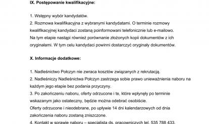 Nadleśnictwo Połczyn ogłasza nabór zewnętrzny na stanowisko księgowego