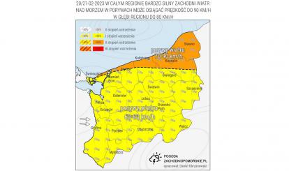 OSTRZEŻENIE METEOROLOGICZNE 20.02.2023-21.02.2023 R.