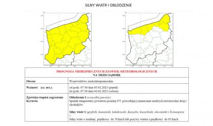 OSTRZEŻENIE METEOROLOGICZNE 1 LUTY 2023- 4 LUTY 2023