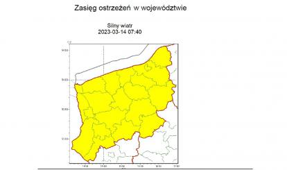 OSTRZEŻENIE METEOROLOGICZNE 14.03.2023