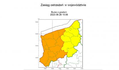 OSTRZEŻENIE METEOROLOGICZNE 26-27 CZERWCA 2023 R.