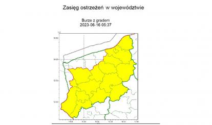 UWAGA! OSTRZEŻENIE METEOROLOGICZNE 16.06.2023 R.