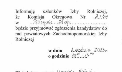 Obwieszczenie Komisji Okręgowej Nr 2/ŚW w Połczynie-Zdroju