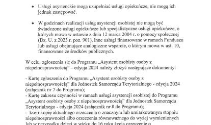 Zaproszenie do udziału w Programie ,,Asystent osobisty osoby z niepełnosprawnością'' edycja 2024