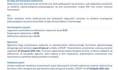 Informacja o webinarium