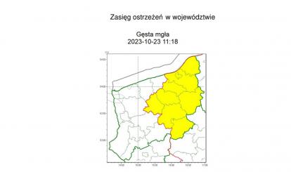 OSTRZEŻENIE METEOROLOGICZNE 23.10-24.10.2023 R. MOŻLIWE GĘSTE MGŁY