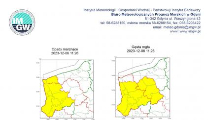 OSTRZEŻENIE METEOROLOGICZNE 06.12-07.12.2023 R.