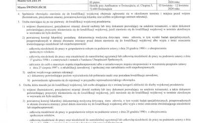 Obwieszczenie Wojewody Zachodniopomorskiego o kwalifikacji wojskowej w województwie zachodniopomorskim w roku 2024