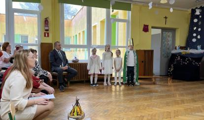 Pan Burmistrz Sebastian Witek w przedszkolu