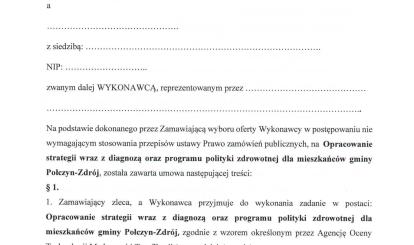 Burmistrz Połczyna-Zdroju zaprasza do składania ofert cenowych na realizację zadania ,,Opracowanie strategii wraz z diagnozą oraz programu polityki zdrowotnej dla mieszkańców Gminy Połczyn-Zdrój