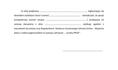 „Granty PPGR”- złóż oświadczenie