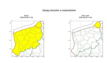 OSTRZEŻENIE METEOROLOGICZNE 05.04-06.04.2024 R.