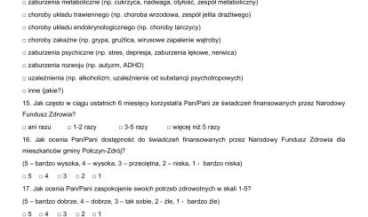 Ocena potrzeb zdrowotnych i oczekiwań w zakresie zdrowia publicznego mieszkańców gminy Połczyn-Zdrój na potrzeby opracowania „Strategii polityki zdrowotnej dla Gminy Połczyn-Zdrój na lata 2024-2028”