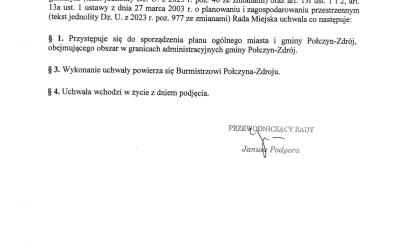 Uchwała w sprawie przystąpienia do sporządzenia planu ogólnego miasta i gminy Połczyn-Zdrój