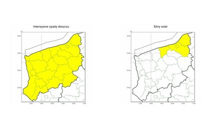 OSTRZEŻENIE METEOROLOGICZNE 11.07.2025 R.- 15.07.2025 R. MOŻLIWE INTENSYWNE OPADY DESZCZU, BURZE I SILNY WIATR