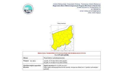 OSTRZEŻENIE METEOROLOGICZNE 02.02.2026 R.- 07.02.2026 R.