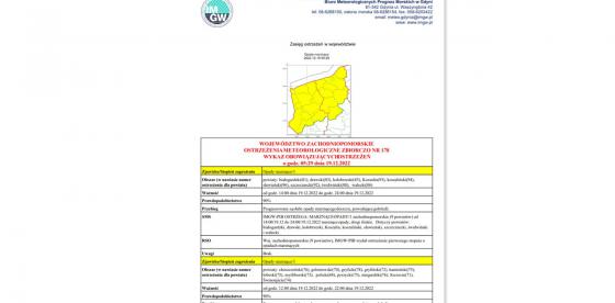 Ostrzeżenie meteorologiczne 19.12.2022
