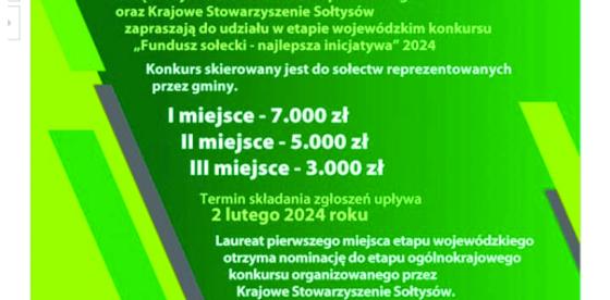 Wyniki konkursu ,,Fundusz sołecki- najlepsza inicjatywa''