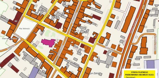 Mapa strefy płatnego parkowania w Połczynie-Zdroju