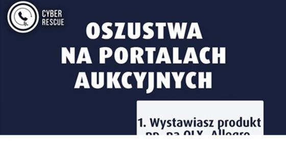 Przypominamy i apelujemy, że oszuści wykorzystują OLX, WhatsApp czy Vinted!- plakat