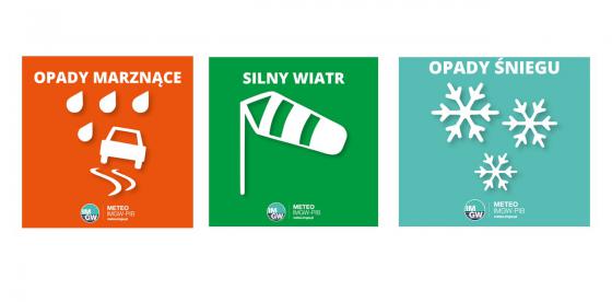 OSTRZEŻENIA METEOROLOGICZNE 12.01.-15.01.2024 R. MOŻLIWE OPADY MARZNĄCE, SILNY WIATR I OPADY ŚNIEGU
