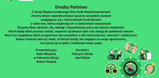3 grudnia – Międzynarodowy Dzień Osób Niepełnosprawnych- życzenia